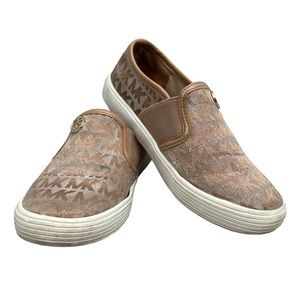 Michael Kors Tan Canvas Slip-On Shoes - Size 13
